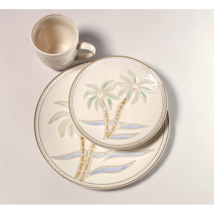 Pfaltzgraff Palm Everyday 16 Piece Dinnerware Set, Service for 4